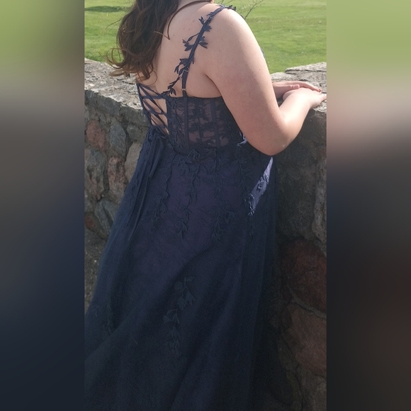 Stormy Blue Prom Dress Plus Size, 18W - Picture 3 of 10